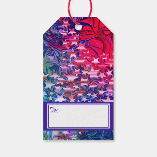 CHRISTMAS STARS | Abstracte winter | Paars DOUANE Cadeaulabel (Achterkant)