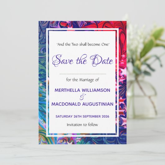 CHRISTMAS STARS | Abstracte winterfeestdag Save The Date (Staand voorkant)