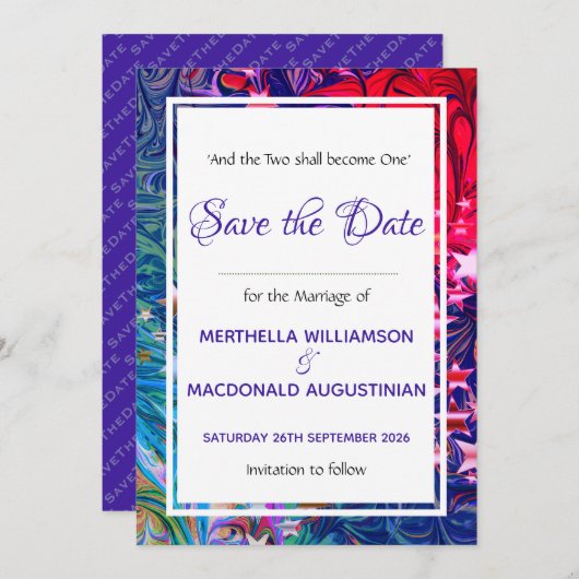 CHRISTMAS STARS | Abstracte winterfeestdag Save The Date (Voorkant / Achterkant)