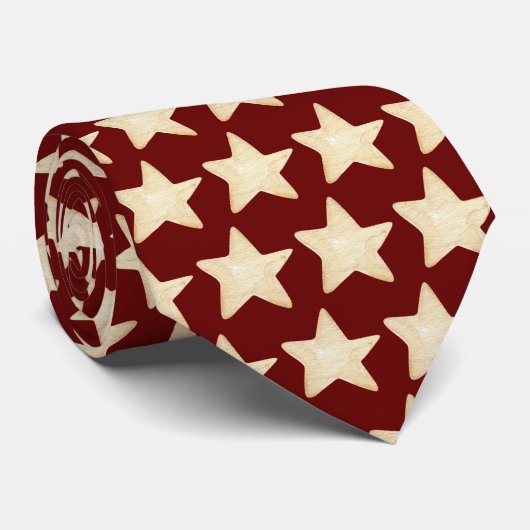 Christmas Stars Burgundy Neck Tie Stropdas (Opgerold)