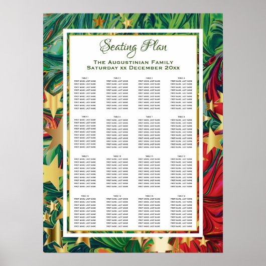 CHRISTMAS STARS Custom Party 160 Seating Plan Poster (Voorkant)