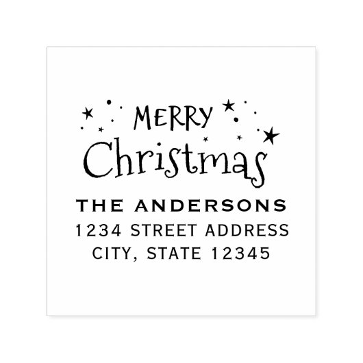 Christmas Stars Familienaam Retouradres Zelfinktende Stempel (Design)