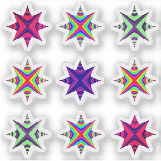 Christmas Stars kleurrijke sticker pack (Voorkant)