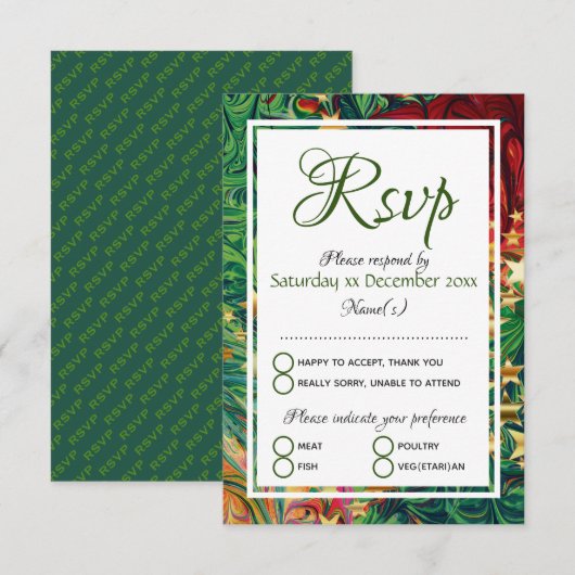 CHRISTMAS STARS Persoonlijke feestelijke feestelij RSVP Kaartje (Voorkant / Achterkant)