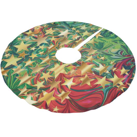 CHRISTMAS STARS Red Green Faux Gold Retro Abstract Kerstboom Rok (Gekanteld)