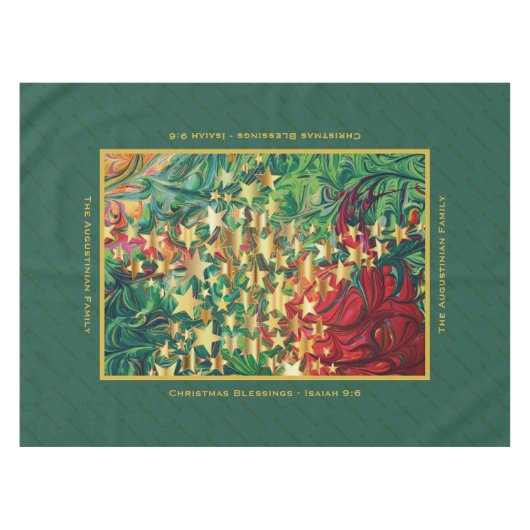 CHRISTMAS STARS Red Green Gold persoonlijke Tafelkleed (Voorkant (Horizontaal))