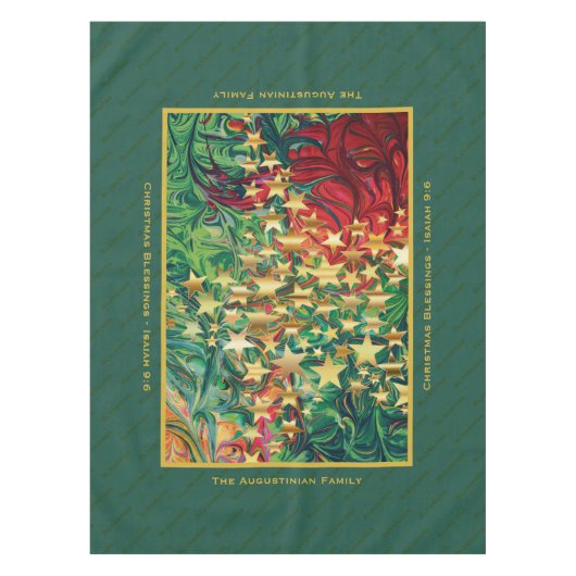 CHRISTMAS STARS Red Green Gold persoonlijke Tafelkleed (Voorkant)