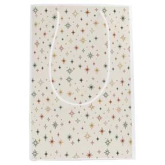 Christmas Stars & Sparkles Pattern Medium Cadeauzakje