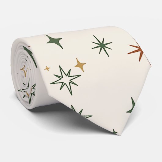 Christmas Stars & Sparkles Pattern Stropdas (Opgerold)