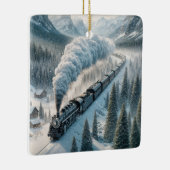 Christmas Steam Locomotive In a Mountain Valley Keramisch Ornament (Rechts)