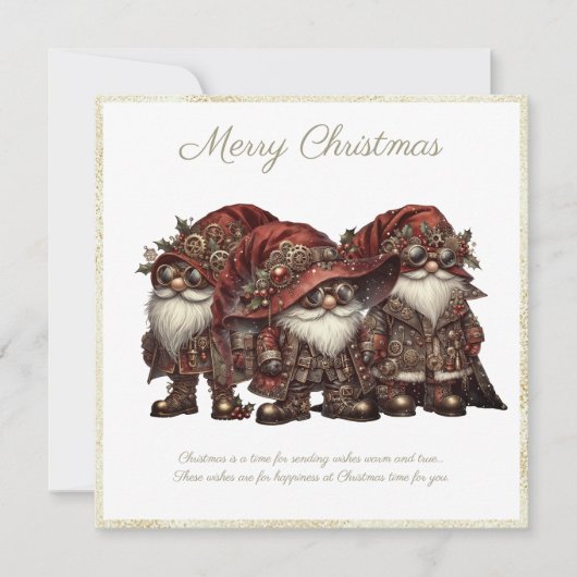 Christmas Steampunk Gnome Feestdagenkaart (Voorkant)