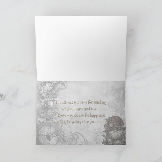 Christmas Steampunk Gnome Kaart (Binnen)