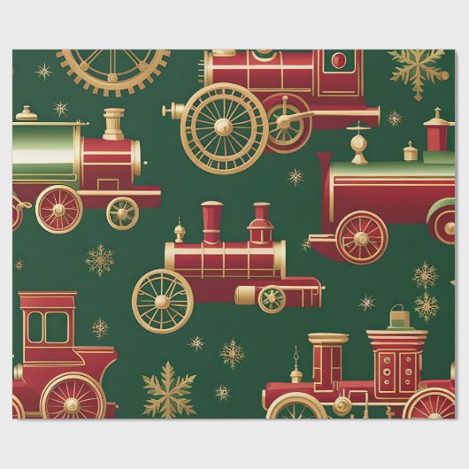 Christmas Steampunk Locomotief Inpakpapier (Vlak)