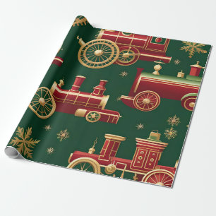 Christmas Steampunk Locomotief Inpakpapier