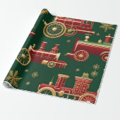 Christmas Steampunk Locomotief Inpakpapier (Uitgerold)