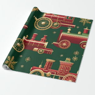 Christmas Steampunk Locomotief Inpakpapier