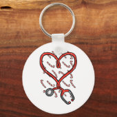 Christmas Stethoscope Nurse Xmas Nursing Scrub Top Sleutelhanger (Voorkant)