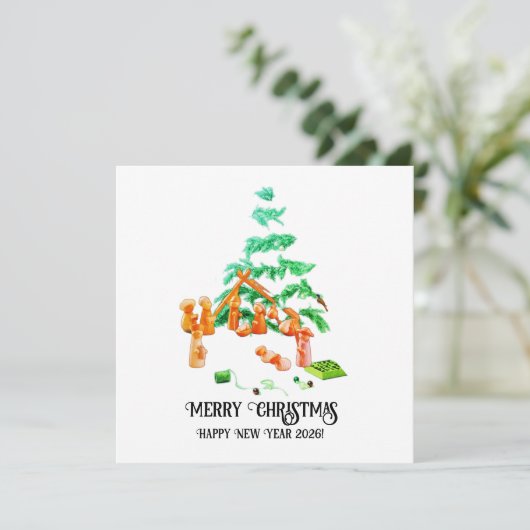 Christmas Sticker Feestdagenkaart (Staand voorkant)