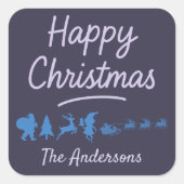 Christmas Sticker in blue silhouette  (Voorkant)