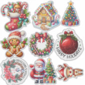 Christmas Stickers: Tree, Wreath, Santa & More Joy Sticker (Voorkant)