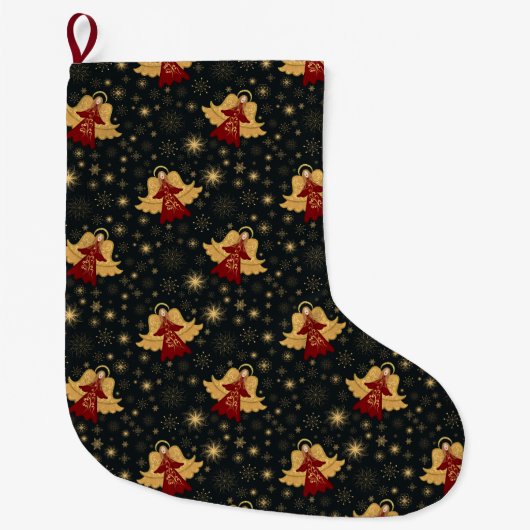 Christmas stocking - Angels & Starry Snowflakes  Grote Kerstsok (Voorkant)