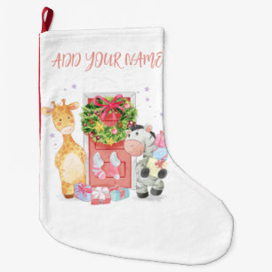 CHRISTMAS STOCKING : BABY GIRAFFE & ZEBRA GROTE KERSTSOK