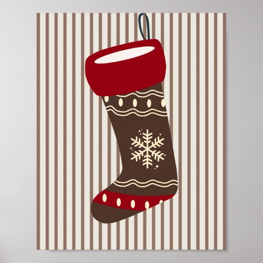 Christmas Stocking Brown And Red Poster (Voorkant)