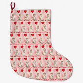 Christmas Stocking, Cat Red Hearts Love Grote Kerstsok (Voorkant)