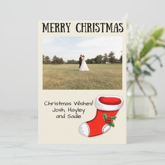 Christmas Stocking Christmas Photo Card Feestdagenkaart (Staand voorkant)