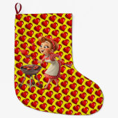 Christmas Stocking, Cooking Red Hearts Love Grote Kerstsok (Voorkant)