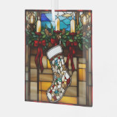 Christmas Stocking Faux Glas in lood Glas Ornament (Voorkant links)