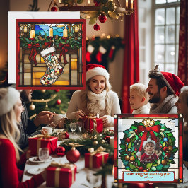 Christmas Stocking Faux Glas in lood Kaart