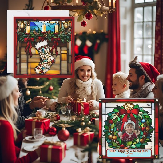 Christmas Stocking Faux Glas in lood Kaart