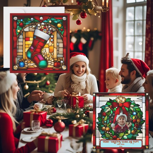 Christmas Stocking Faux Glas in lood Kaart