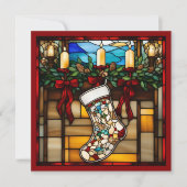 Christmas Stocking Faux Glas in lood Kaart (Voorkant)