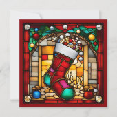 Christmas Stocking Faux Glas in lood Kaart (Voorkant)