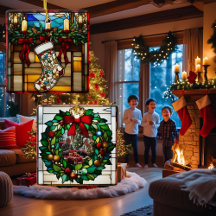 Christmas Stocking Faux Glas in lood