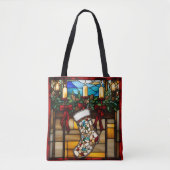 Christmas Stocking Faux Glas in lood Tote Bag (Voorkant)
