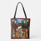 Christmas Stocking Faux Glas in lood Tote Bag (Achterkant)