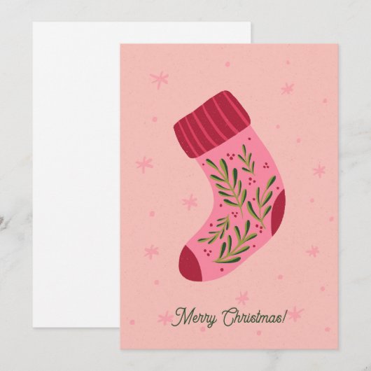 Christmas Stocking Feestdagenkaart (Voorkant / Achterkant)