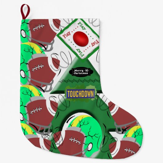 Christmas Stocking, Football Sports Grote Kerstsok (Voorkant)