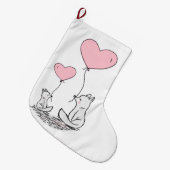 Christmas Stocking, Foxy Pink Hearts Love Grote Kerstsok (Voorkant (Hangend))