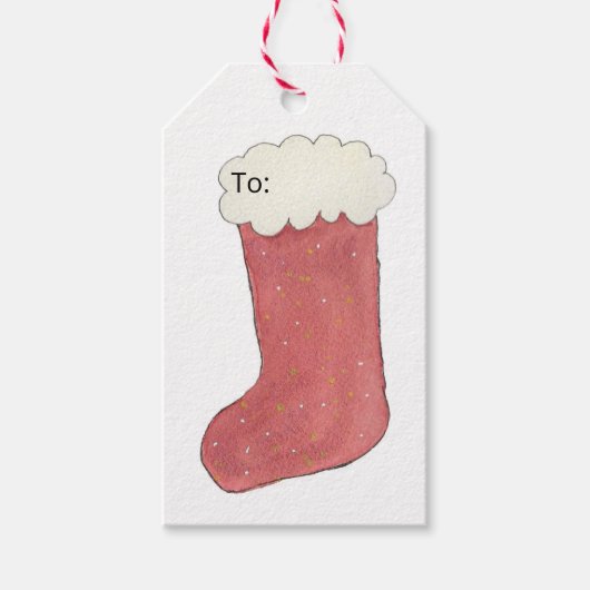 Christmas Stocking Gift Tag Cadeaulabel (Voorkant)