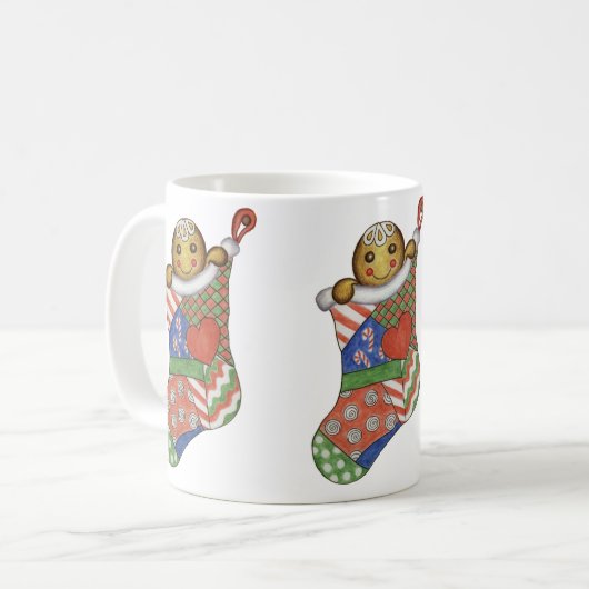 Christmas Stocking Gingerbread Coffee Mok (Voorkant links)