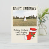 Christmas Stocking Holiday Photo Card Feestdagenkaart (Staand voorkant)