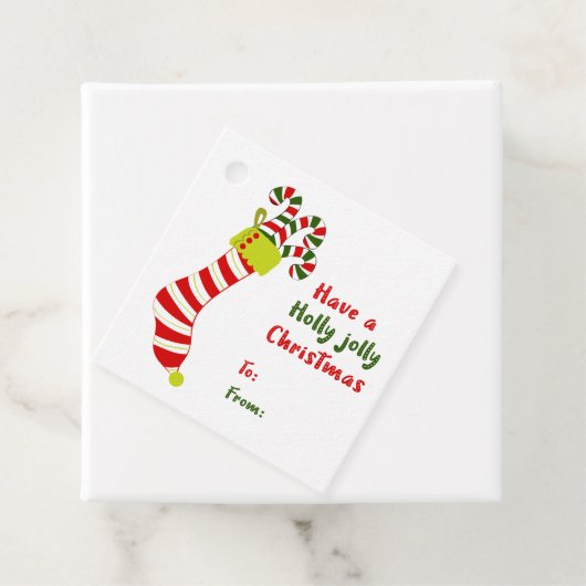Christmas Stocking Holly Jolly Christmas Holiday Bedankjes Labels (In situ)