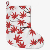 Christmas Stocking, Red Leaves  Grote Kerstsok (Voorkant)