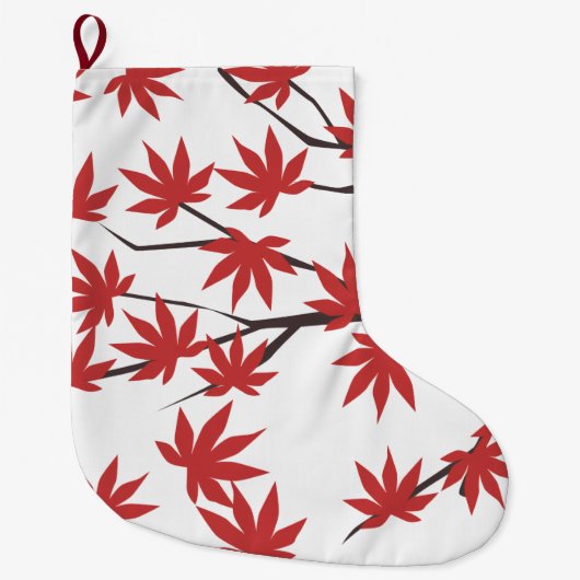 Christmas Stocking, Red Leaves  Grote Kerstsok (Voorkant)