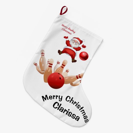 Christmas Stocking,  Santa Bowling Grote Kerstsok (Voorkant (Hangend))