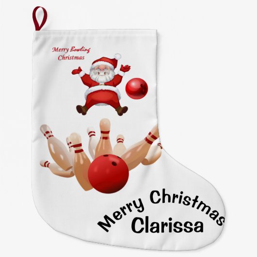 Christmas Stocking, Santa Bowling Grote Kerstsok (Voorkant)